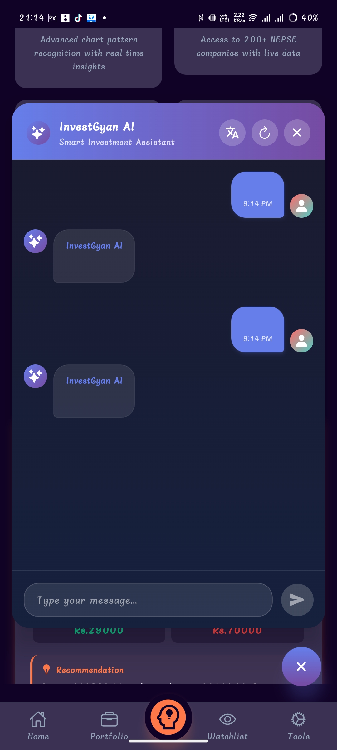 AI Chatbot Screenshot